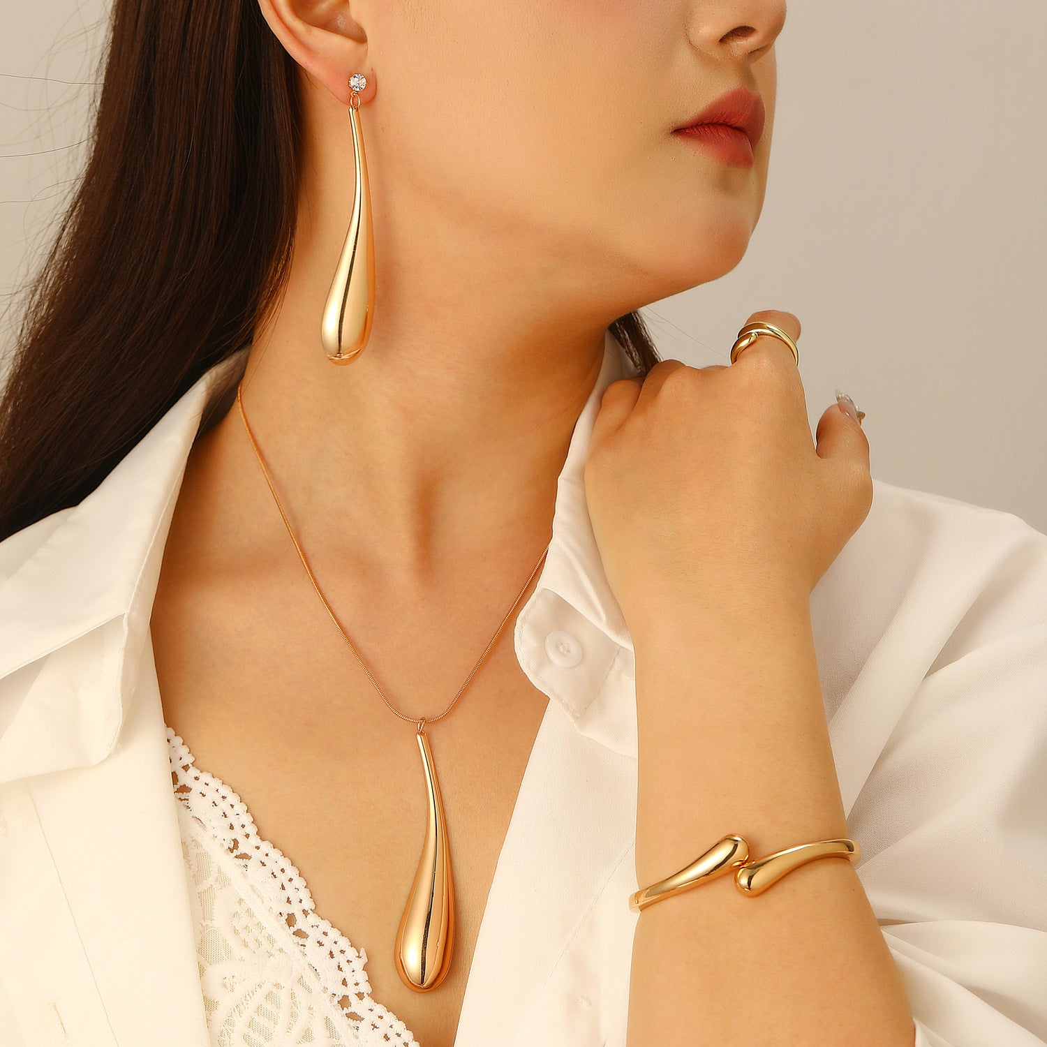 Wholesale Punk style alloy water drop pendant necklace